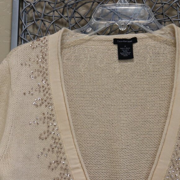 Calvin Klein Jeans Cropped Ecru Cardigan - Picture 5 of 5